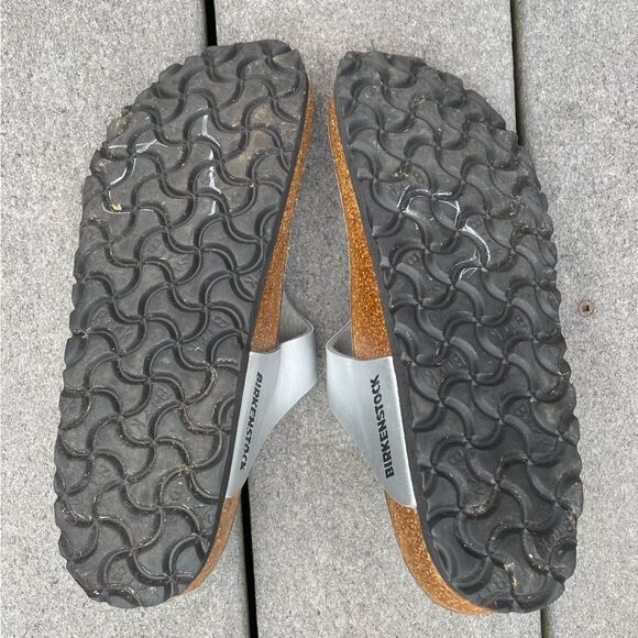 Gizeh Birko-Flor Birkenstocks Silver Size 36 = Women’s 5/5.5 - Picture 4 of 10